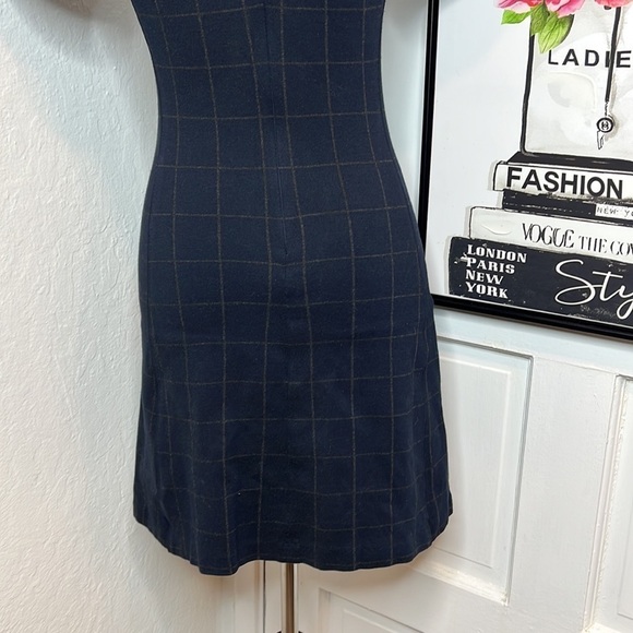 Theory Navy Dolman Window Pane Mini Shift Dress Size P/00-0 - Picture 6 of 8